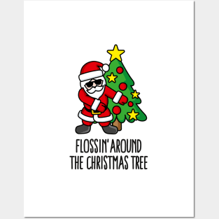 Flossin' around the Christmas tree - Santa Claus Posters and Art